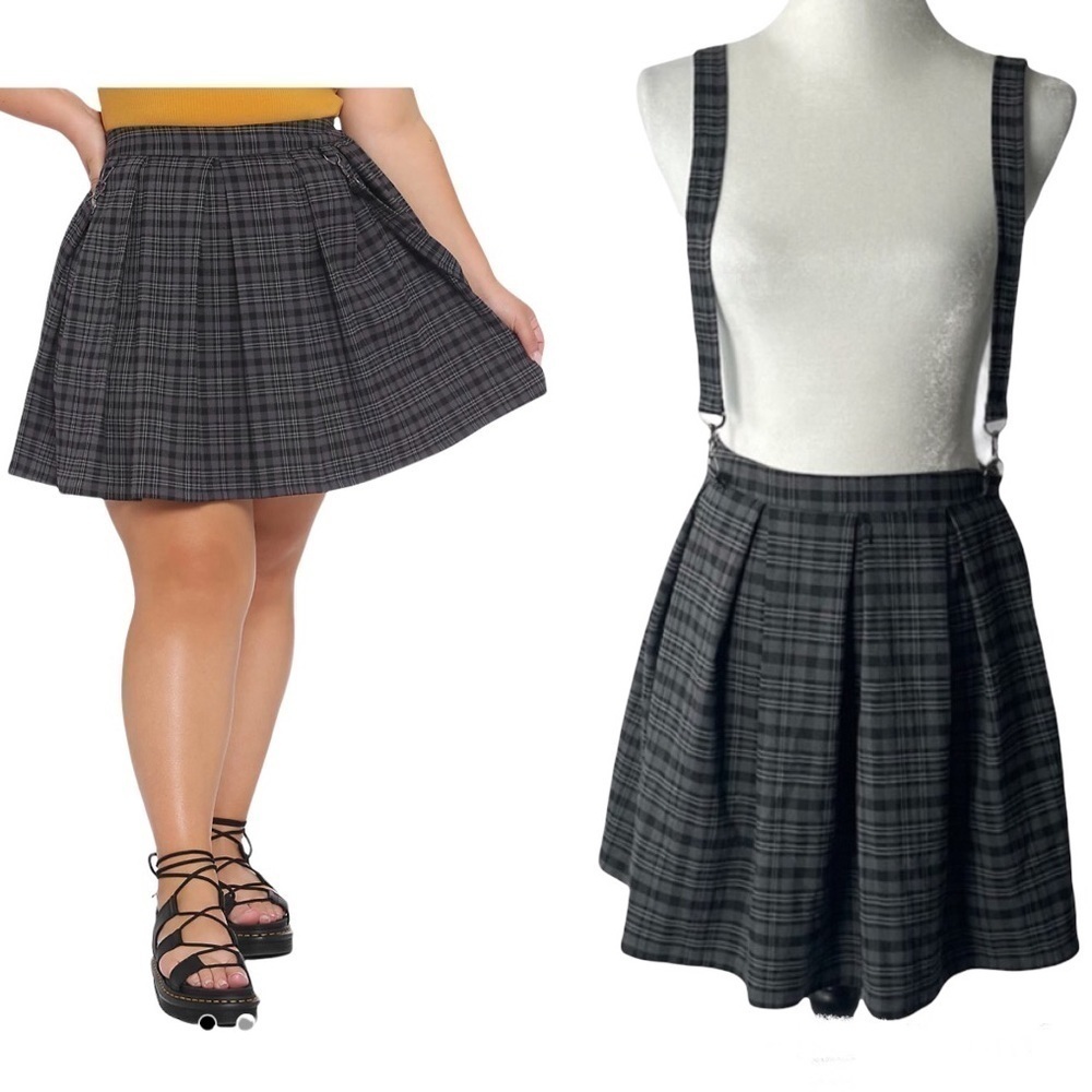 Hot Topic Plaid Skirt With Suspenders Sz Small School Academia Preppy Whimsigoth